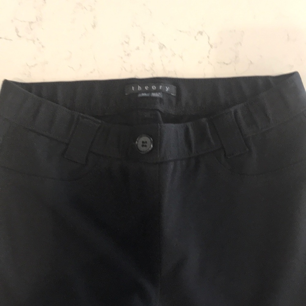 Theory stretch pants with faux pockets (M)